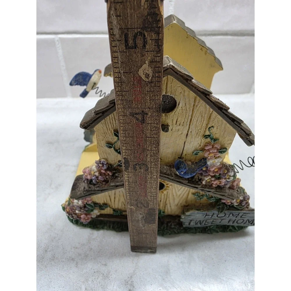 Napkin Holder Resin Yellow Bird House Shaped Home Tweet Home Vtg Birds On Spring